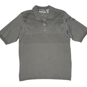 NWOT | Vintage UNTIED Gray Ribbed Knit Polo Sweater Top | L